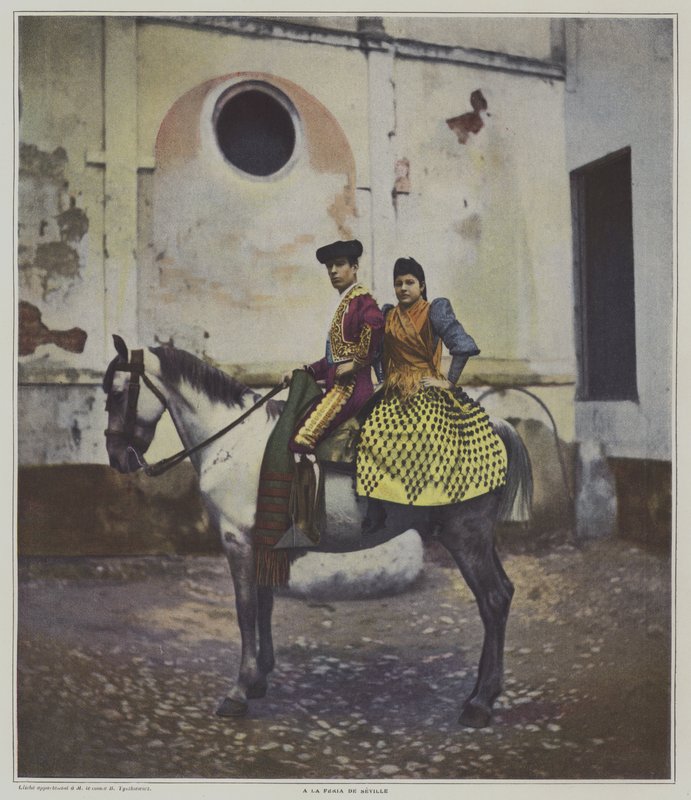 På Feria i Sevilla (färg litho) av French Photographer