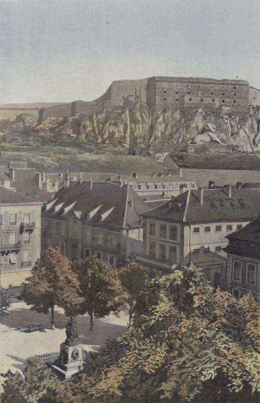 Belfort, Place dArmes och Chateau av French Photographer