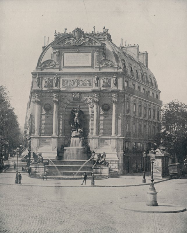 Paris: Fountain of St Michel (s/v foto) av French Photographer