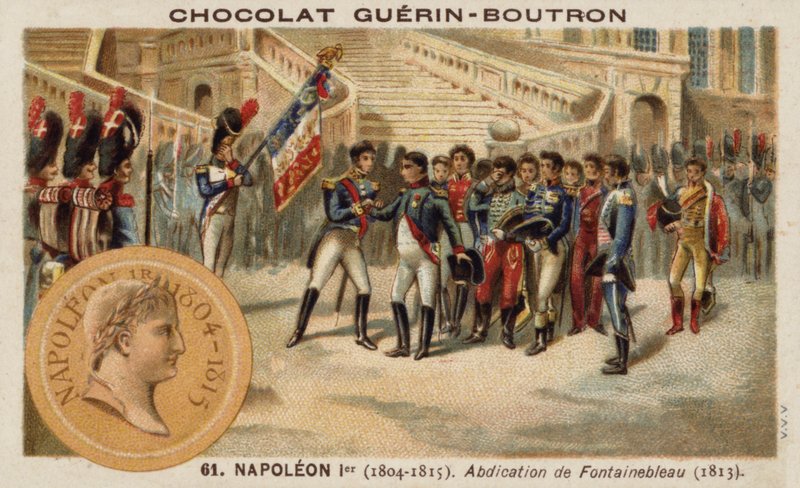 Abdikering av Napoleon vid Fontainebleau av French School