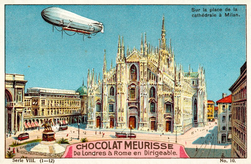 Ovanför Piazza del Duomo, Milano (chromolitho) av French School