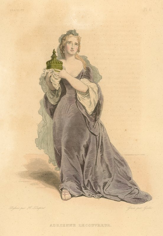 Adrienne Lecouvreur (färgad gravyr) av French School