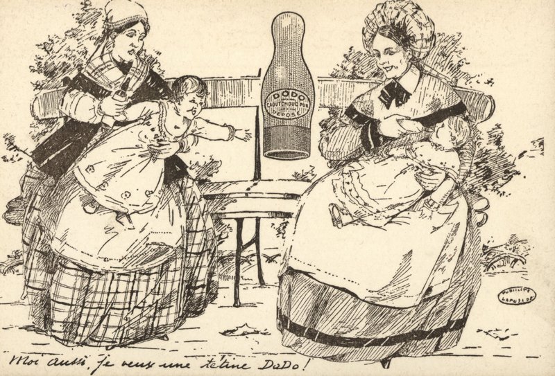 Reklam för en nappflaska (litho) av French School