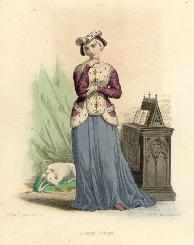Agnes Sorel (färgad gravyr) av French School