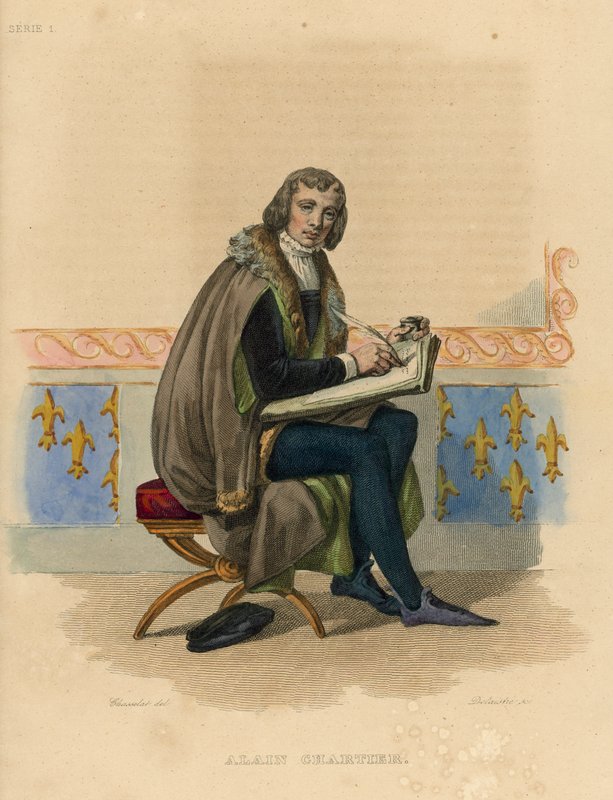 Alain Chartier (färgad gravyr) av French School