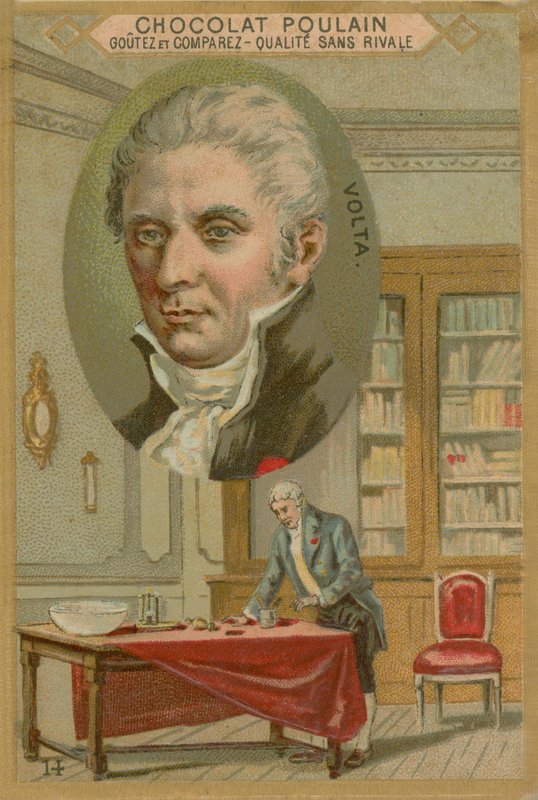 Alessandro Volta, Chocolat Poulain handelskort av French School