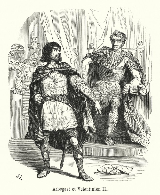 Arbogast et Valentinien II (engraving) av French School