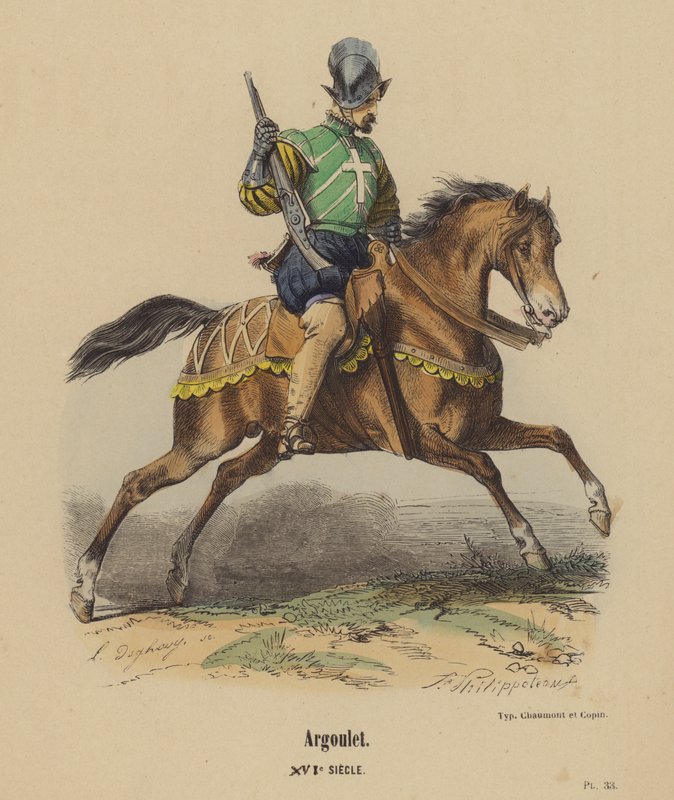 Argoulet, XVIth Century (färgad gravyr) av French School