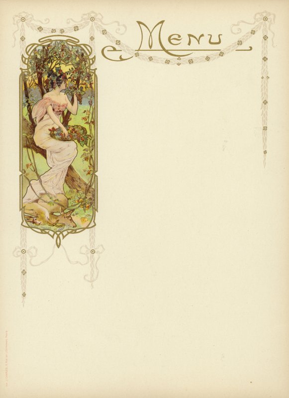 Art Nouveau design för en meny av French School