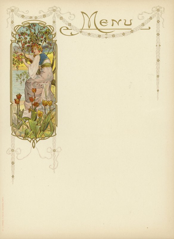 Art Nouveau design för en meny av French School