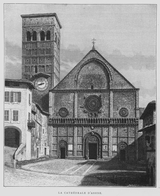 Assisikatedralen, Italien (litho) av French School