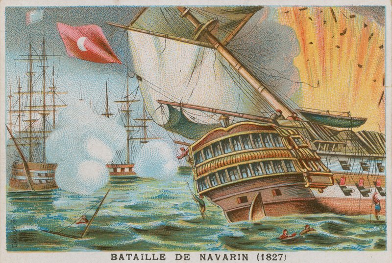 Slaget vid Navarino, 1827 av French School