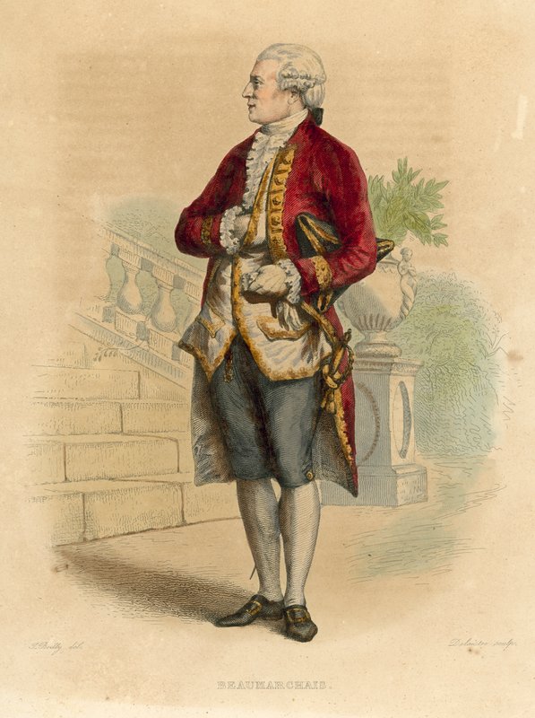 Beaumarchais (färgad gravyr) av French School
