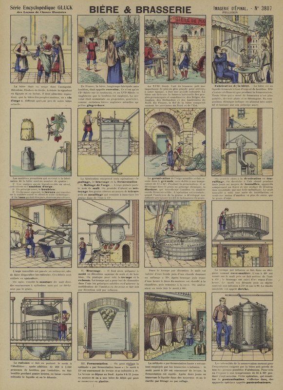 Öl och bryggning (färg litho) av French School
