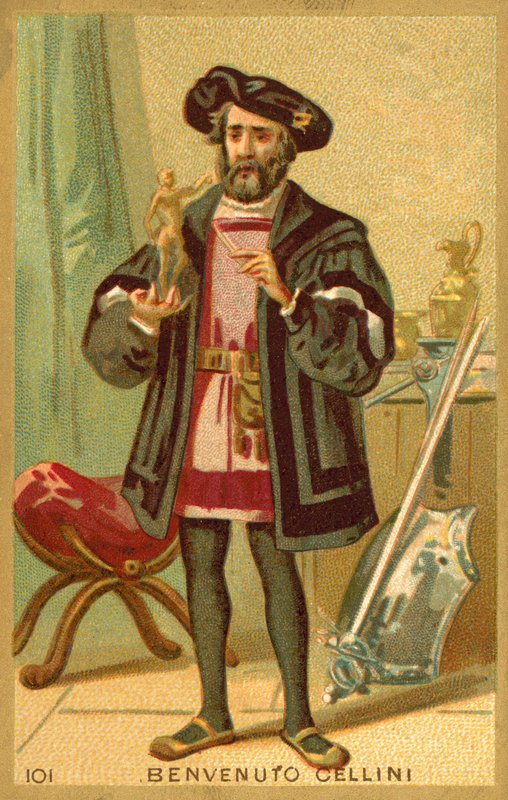 Benvenuto Cellini, italiensk konstnär (chromolitho) av French School