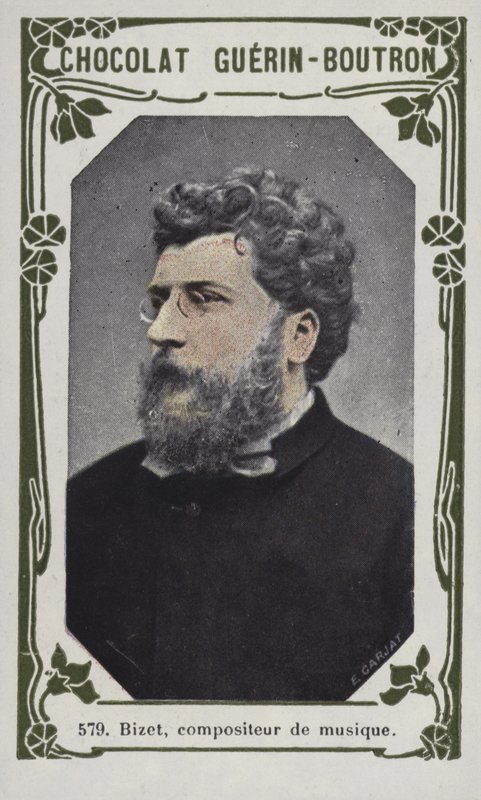 Bizet, kompositör (färgad bild) av French School