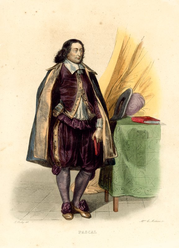 Blaise Pascal (färgad gravyr) av French School