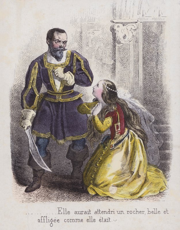 Blått skägg (färgad gravyr) av French School