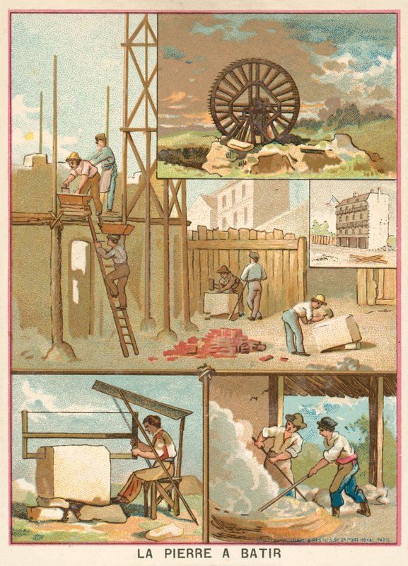 Byggsten (chromolitho) av French School