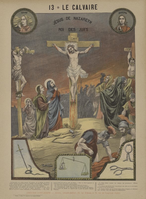Golgata (färg litho) av French School