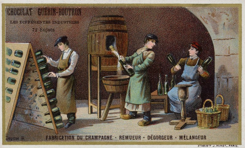 Champagnetillverkning (chromolitho) av French School