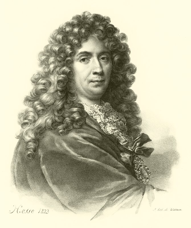 Charles Le Brun, porträtt (gravyr) av French School
