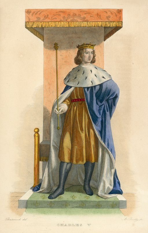 Karl V (färgad gravyr) av French School