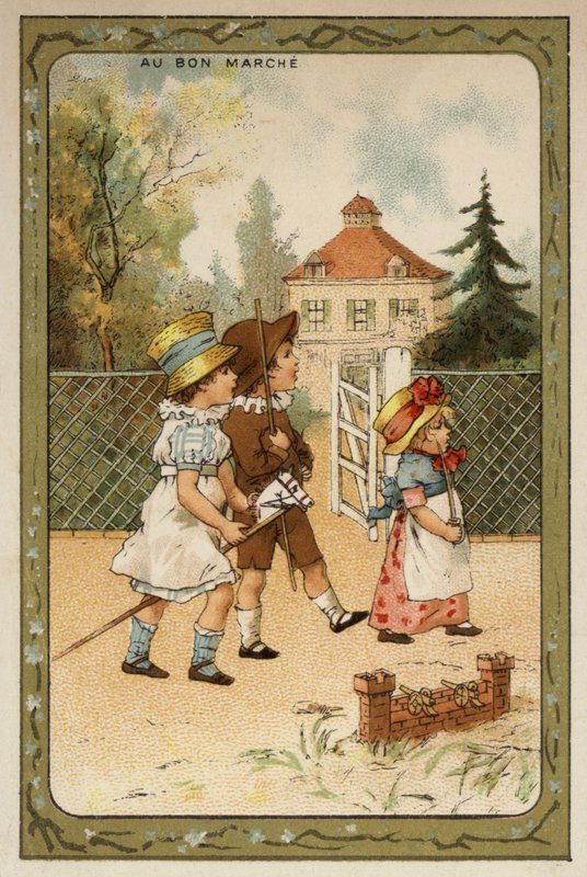 Barn som leker soldater (chromolitho) av French School