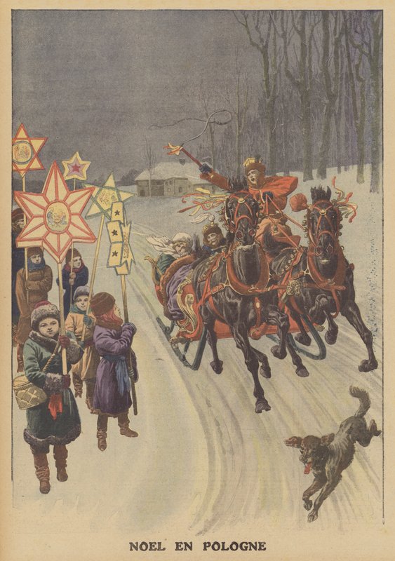 Jul i Polen (färg litho) av French School