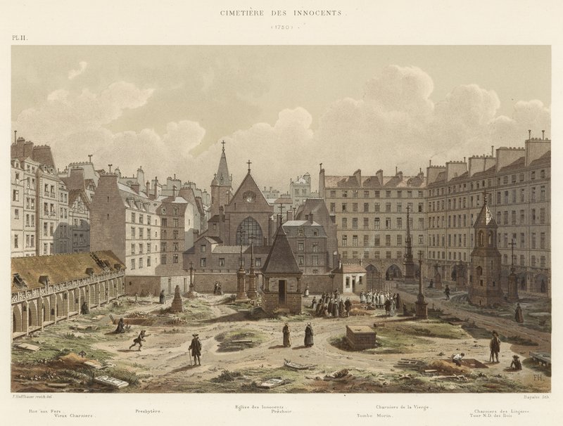 De oskyldigas kyrkogård, 1750 av French School