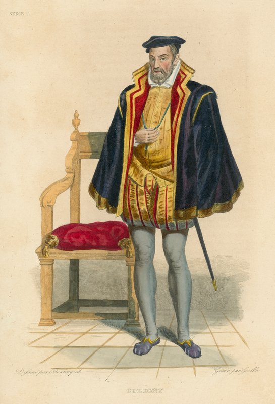 Coligny (färgad gravyr) av French School