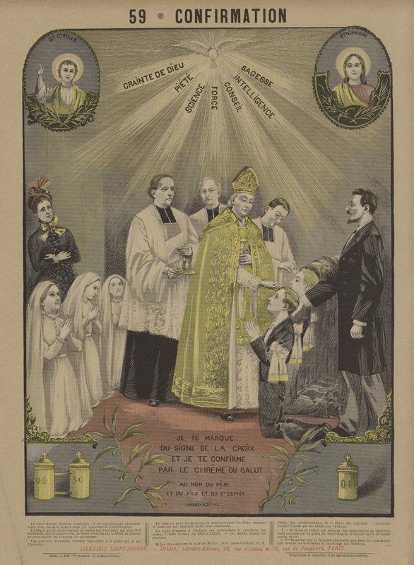 Bekräftelse (färg litho) av French School