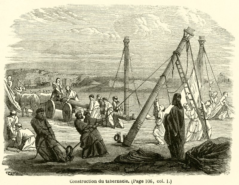 Construction du tabernacle (gravyr) av French School