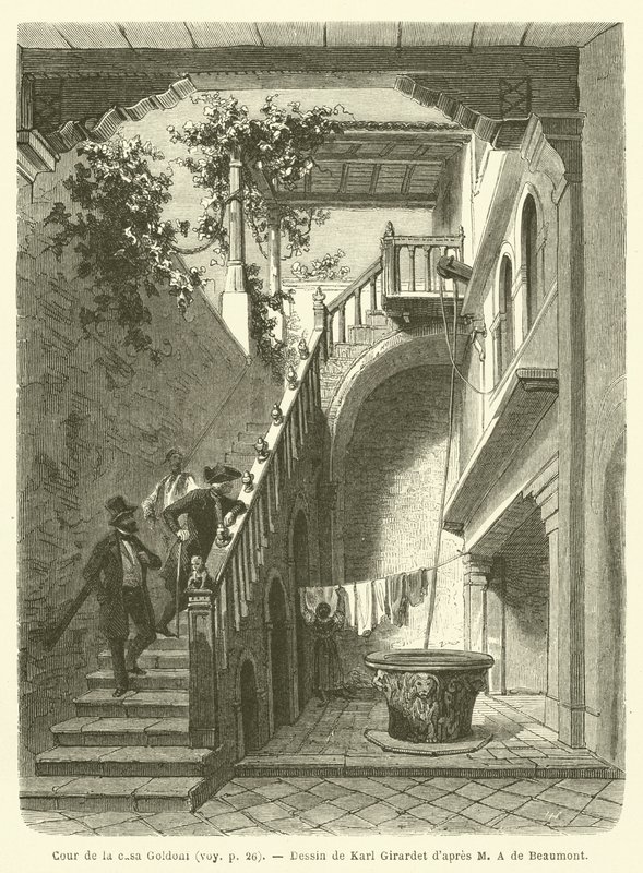 Gården till casa Goldoni (gravyr) av French School