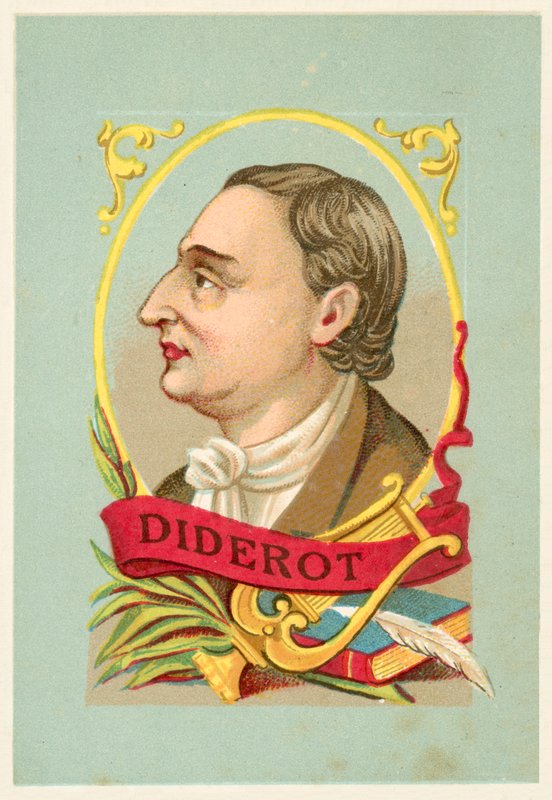 Denis Diderot, fransk filosof och författare (chromolitho) av French School