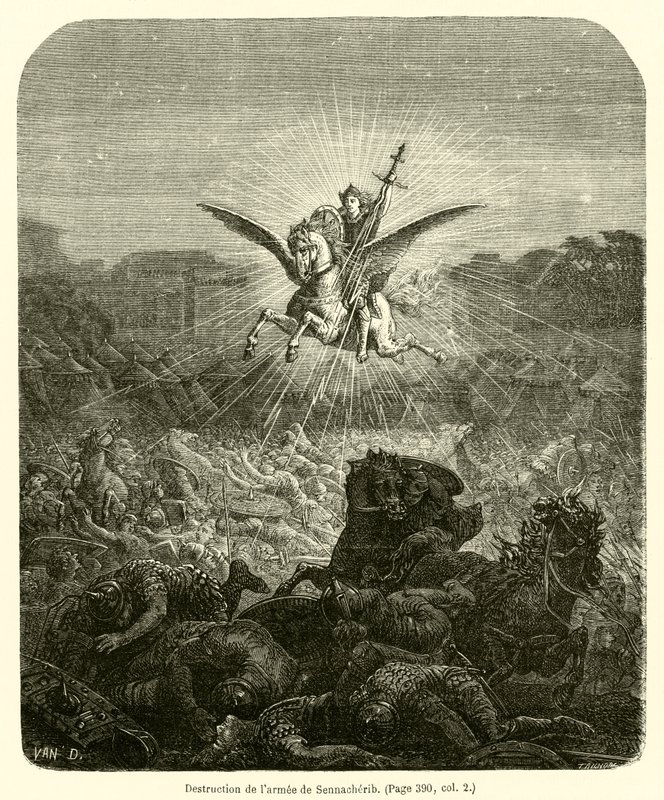Förstörelse av Sanheribs armé (gravyr) av French School