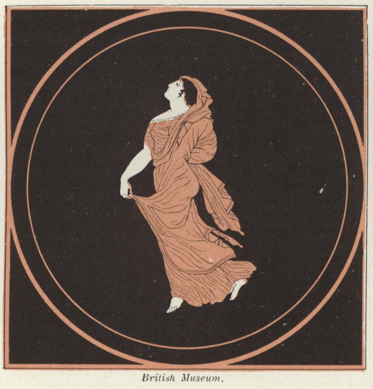 Detalj av grekisk keramik (färg litho) av French School