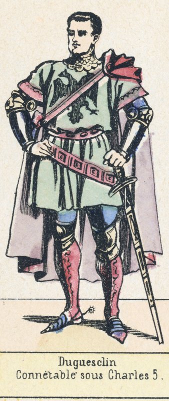 Duguesclin, Connetable under Charles 5 (färgad gravyr) av French School