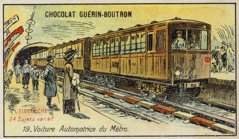 Elektriskt tunnelbanetåg (chromolitho) av French School