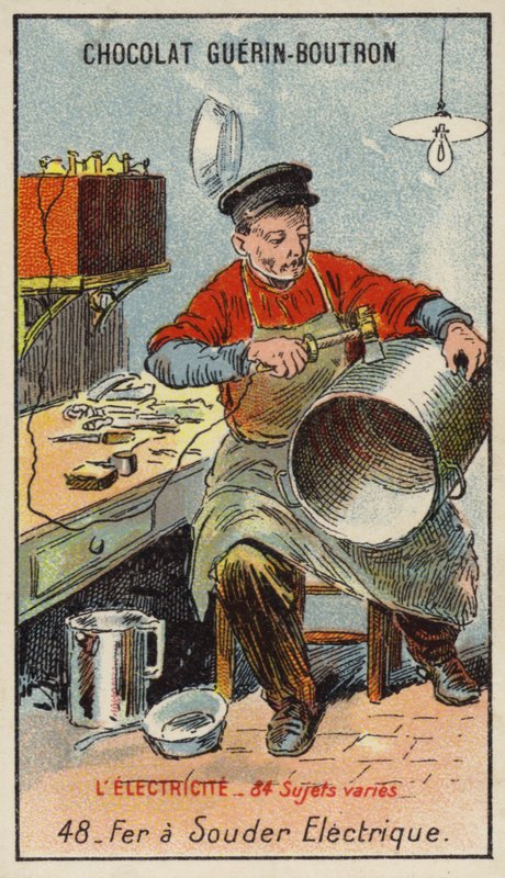 Elektrisk lödkolv (chromolitho) av French School