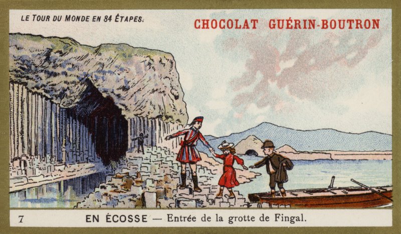 Ingång till Fingals grotta; Skottland (chromolitho) av French School