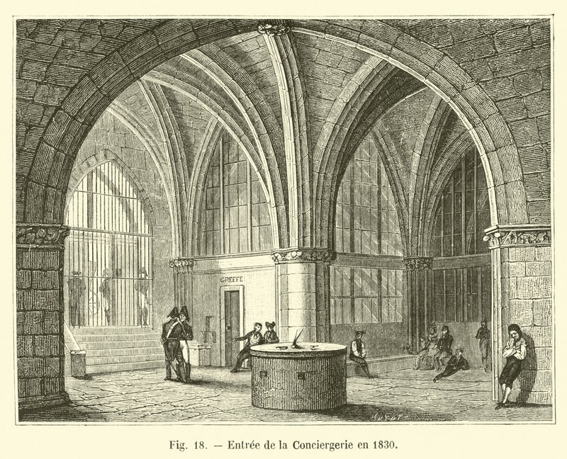Ingången till Conciergeriet 1830 av French School