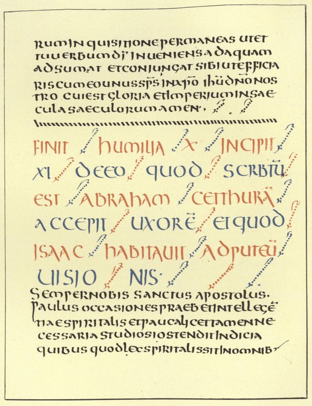 Exempel på Uncial-skrivning av French School