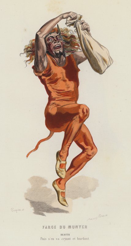 Farce Du Munyer (färgad gravyr) av French School
