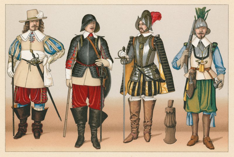 Frankrike XVI-XVII:e århundradet Kostym av French School