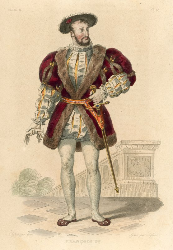 Francois Premier (färgad gravyr) av French School