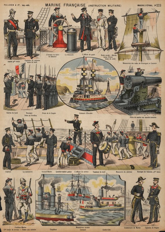 Franska marinen (färgad gravyr) av French School