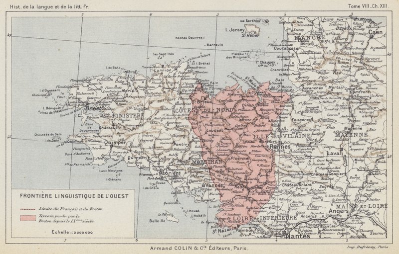 Västra språkgränsen (färglitografi) av French School