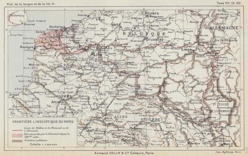 Northern Linguistic Frontier (färg litho) av French School