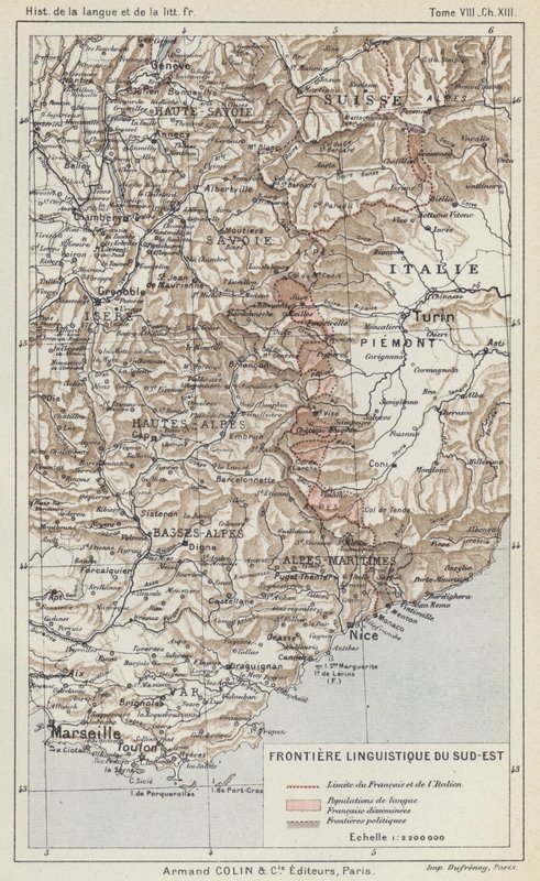 Southeast Linguistic Frontier (färg litho) av French School